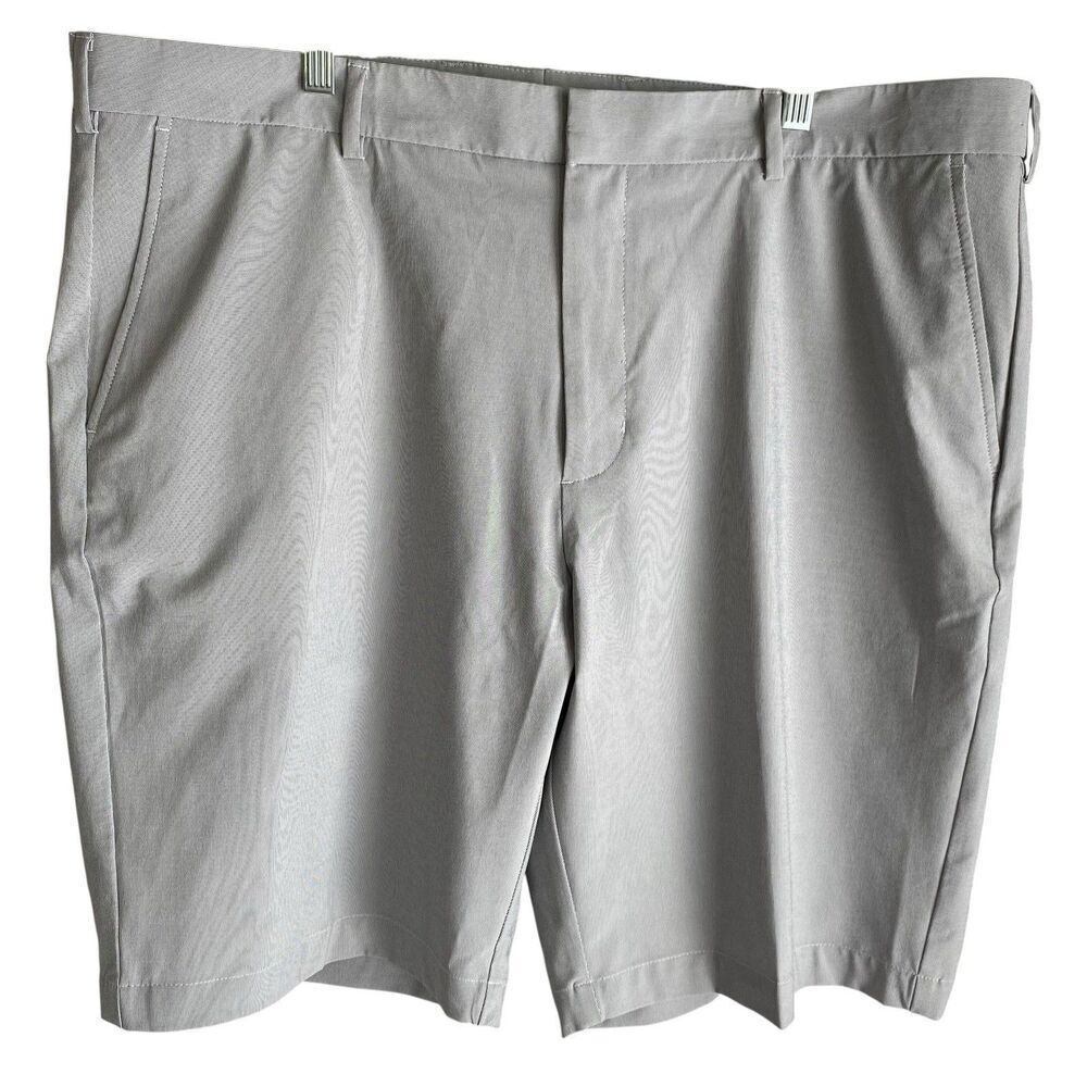 Walter Hagen Shorts Mens 40 Gray Stripe Performance Golf Flat Front 10" Inseam
